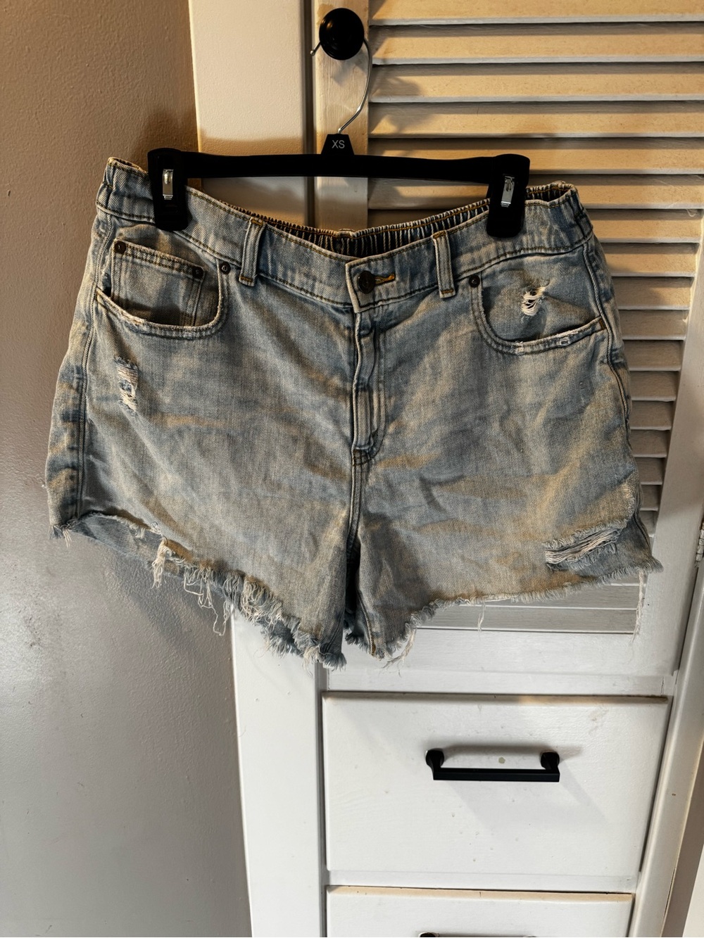 aerie Light Blue Distressed Denim Cutoff Shorts
